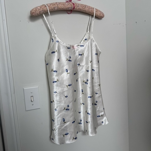 Vintage White and blue Floral slip dress XS/S coquette cottage Fairycore - Picture 5 of 6